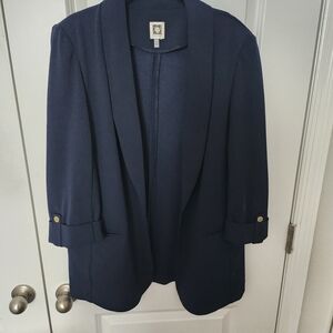 Navy Blue Blazer with Rolled Sleeves